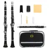 Clarinete Mbat Si Bemol 17 Chaves Instrumento de Sopro Prateado com Estojo Instrumento de Performance para Estudantes Clarinete