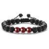 Pulseira Masculina Amazon Pedra Olho de Tigre Pulseira Trançada Contas de Obsidiana Ajustável Presente de Dia dos Namorados