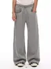 Calça Jogger Esportiva Cinza de Perna Larga Retro Simples Americana Masculina Feminina Tendência Reta Solta Caimento Largo Perna Larga Calça Longa