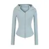 Sudadera con capucha casual deportiva americana para mujer, chaqueta cálida cepillada para ceñir la cintura, top cárdigan corto para chica guapa