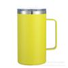 Amazon em estoque caneca com alça 24oz aço inoxidável 304 a vácuo para café escritório caneca de cerveja garrafa térmica