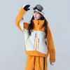 Chaqueta de Esquí para Mujeres y Hombres, Impermeable para Snowboard, Engrosada, Completamente Sellada, Traje de Nieve Profesional, Bloques de Color, Doble Tabla 3L