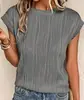 Camiseta Texturizada Redonda de Manga Corta Estilo Europeo y Americano Nueva 2025 para Mujer, Ropa Femenina de Comercio Exterior Transfronterizo