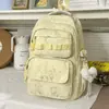 Fondo azul claro suave con lunares, mochila refrescante y relajante, estilo universitario coreano, mochila escolar con múltiples compartimentos para estudiantes de secundaria y preparatoria