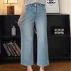 Jeans Blancos Rectos para Mujer en Verano Nuevos Talla Grande mm Gorditas Figura de Pera Cintura Alta Sueltos Efecto Adelgazante Pantalones de Pierna Ancha