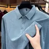 Outono de 2026 Nova Camisa Polo Masculina de Manga Longa com Gola Reversível Cor Sólida Camiseta Casual de Negócios Top