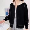 Suéter para Mujer 2026 Primavera Nuevo Diseño Estilo Coreano Nicho Bloques de Color Tejido Cardigan con Cremallera Sudadera con Capucha Tendencia para Mujer