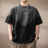 Roupas Masculinas Xintang Camiseta Masculina Estilo Americano Cor Gradiente Manga Curta para Homens, Verão Lavagem Pesada Vintage Cool Gola Redonda Manga Meia