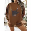 Moletom de Gola Redonda Transfronteiriço com Estampa de Gesto Personalizado, Blusa de Pulôver Solta, Estilo Atacado Amazon Wish