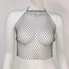 Ropa de mujer europea y americana, Amazon, explosiones transfronterizas, rejilla, destellos, diamantes, red de pesca, cabestrillo para el cuello, sexy, hueco, con especias, cabestrillo para mujer