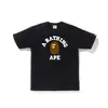 Camiseta Manga Curta da Marca Japonesa Tendência Bape com Estampa Camuflada de Macaco Dormindo e Cabeça de Macaco, Camiseta de Verão para Casais, Camiseta Curta Casual Esportiva de Meia Manga
