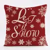 Serie de Almohadas de Ciervo y Copo de Nieve Transfronteriza Nueva Nórdica Funda de Cojín Estampada en Lino Funda de Almohada Roja de Navidad