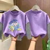 Camiseta de manga larga para niño 2026 nuevo modelo, camiseta básica de dibujos animados para niño, camiseta interior de algodón puro a rayas para otoño, estilo primavera y otoño