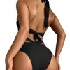 Transfronterizo 2024 Europeo y Americano Nuevo Bikini Transfronterizo Amazon Sexy Estampado Digital Bikini de Cintura Alta con Abertura