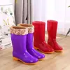 Zapatos de Agua Cálidos de Cuatro Estaciones Caña Media Antideslizantes Zapatos de Lluvia Estilo Coreano Botas de Lluvia para Mujer Impermeables Zapatos para Lavado de Autos Moda Zapatos de Trabajo para Cocina