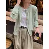 Chaqueta cárdigan fina de punto para mujer, nuevo modelo otoño 2026, top de manga larga color naranja atardecer combinado con una camisola, suéter exterior pequeño