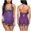Suministro de comercio exterior de Europa y Estados Unidos nueva venta caliente lencería sexy cuello sexy perspectiva de malla Camisón de mujer al por mayor