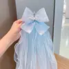 Diadema Azul de Princesa Elsa para Niñas, Lindo Pasador de Malla para Niñas Pequeñas, Diadema con Corona y Moño Infantil