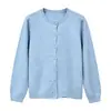 Cárdigan básico de lana y cachemira multicolor Xinge para mujer, color liso, de un solo botón, corte relajado, top de punto versátil de manga larga