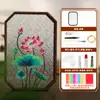 Material DIY Pintura Esmaltada Filigrana Hecha a Mano Bandeja de Té de Cristal de Nogal y Loto Posavasos Tradicional Antiguo de Carpas