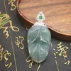 Colgante de Hoja Grande de Jade Birmano Natural Grado A, Moderno y Versátil, Artículo 9086, Transparente como el Hielo