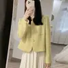 Colección Nueva Otoño 2025: Chaqueta de Tweed Amarilla Chic para Mujer, Versátil Top Corto Apto para Personas Petites