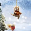 Pendente Plano de Acrílico Gatinho de Natal e Bola Colorida Pendente de Festa de Natal Pendente de Carro