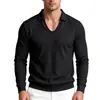 Sudadera de Hombre Amazon Otoño Peso Pesado Solapa Cuello en V Profundo Deporte Manga Larga Color Sólido Casual Diaria Versátil Camisa POLO