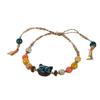 Pulsera de Cuerda Tejida de Cerámica Colorida con Gato para Mujer Estilo Retro Nicho de Alto Nivel Pulsera Dulce Cool Pulsera para Estudiante Novia
