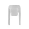 Top Deportivo de Manga Larga con Costilla y Almohadilla Fija en el Pecho Ropa de Yoga para Mujer Pilates Fitness Entrenamiento Running Otoño e Invierno Nuevo