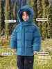 Jaqueta acolchoada de algodão para meninos, estilo europeu, forrada com fleece, espessa, impermeável, modelo novo, para crianças maiores, roupas infantis, para o inverno, moderna