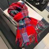 Nueva versión 2024 de la versión en inglés de la bufanda de cachemira a cuadros rojos textura bufanda cálida de invierno regalo bufanda chal