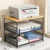 Estante de Armazenamento para Impressora Prateleira de Mesa para Escritório Porta-Arquivos em Camadas Armazenamento de Mesa Multinível Organizador de Copiadora