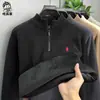 Suéter de Lã Inverno Chenille Peça Única para Homens, Forrado com Lã e Espessado, Gola Alta Meia, com Zíper, Blusa Quente, Camada Base