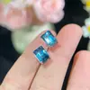 Pendientes Princess Fang de Topacio Azul Londres 6 * 8 mm Plata 925 Pendientes para Niñas Vive para una generación de cabello