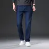 Calça Jeans de Inverno Masculina Reta Solta Outono e Inverno Meia-idade Pai Casual Masculina Forrada de Lã Engrossada Calças Compridas de Negócios