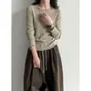 Camiseta básica de punto de lana estilo coreano Lusih para mujer, top interior versátil para el otoño, ss1091