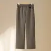 Calça mom reta estilosa de alta qualidade 2026 Outono/Inverno Novo Engrossada com Veludo Calça para Mulheres de Meia-idade e Idosas Versão Estreita Calça de Perna Larga Mulheres