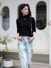 Suéter Base de Punto Fino 100% Lana Pura con Cuello Alto y Borde Enrollado para Mujer, Suéter Fino de Lana Pullover con Mangas Largas