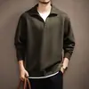 Estilo Old Money Retro Camisa Polo de Manga Larga Pulóver para Hombre Otoño Solapa Falsa de Dos Piezas Holgada Casual Sudadera con Capucha para Hombre