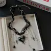 Estilo dulce y fresco de moda europeo y americano, collar con borlas de corazón y cruz de piedra triturada, una lujosa cadena estilo Y2K para un look chic y atrevido, una cadena de clavícula nicho para mujer