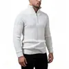 Suéter Retro Japonés de Color Sólido Otoño Invierno Media Cremallera Cuello Alto Tejido Cárdigan Top Básico Casual para Hombre Venta al por Mayor para Hombre