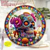Pendente acrílico de bruxa, item mais vendido para o Halloween, decoração de parede em disco colorido, decoração de feriado de gato preto