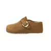 Chinelo casual slip-on de bico fechado com sola grossa 2026 novo chinelo mule versátil com fivela que aumenta a altura interna para mulheres