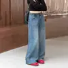 Jeans para Niña 2026 Primavera y Otoño Nuevos Elegantes Tallas Medianas y Grandes Pantalones de Pierna Recta para Niña Bolsillo Trasero con Relieve Pantalones de Pierna Ancha Modernos