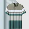 Camiseta Nueva de Verano 2024 Polo Ligero de Negocios Camisa Polo Rayada para Hombre de Alta Calidad Moda Casual Solapa