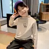 Y Dos Mil y Seis Cuatro # Ropa Interior de Terciopelo Doble Cara para Niños Camiseta de Manga Larga Gruesa para Otoño e Invierno Cuello Alto Medio Top Cálido