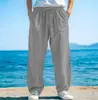 2025 Nuevos Pantalones Sueltos de Otoño para Hombre Pantalones Casuales Cordón Frontal Bolsillos Pierna Recta Cuadros Suave Playa