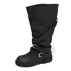 Botas Plataforma Chunky de Salto Grosso Retrô Pretas, Botas Longas Femininas, Novo Modelo 2026, Aumentadoras de Altura para Mulheres Baixas, Adequadas para Combinar com Saias, Botas de Equitação