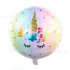 Globo de aluminio con diseño de unicornio 3D de dibujos animados, ideal como decoración para fiestas de cumpleaños infantiles.